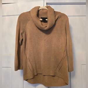 INC International Concepts Cowl Neck Wool Sweater Tan Camel Turtle M Top Shirt